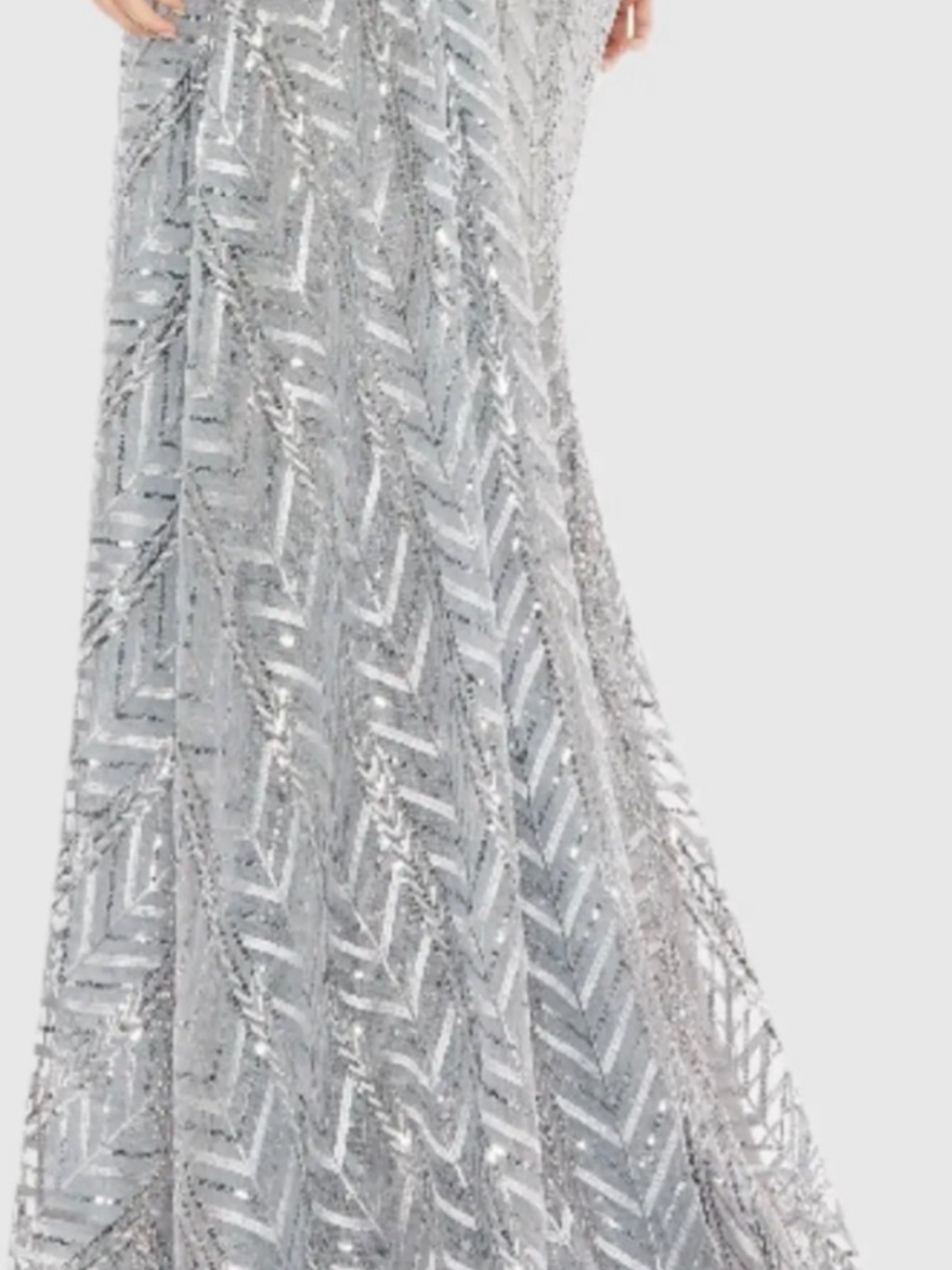 Mac Duggal 20401 Platinum Beaded One Shoulder A Line Gown Nwt Sz 8 — image 5 of 8